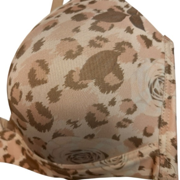 NWT Catherine Malandrino Beige Camo Floral Bra Size 44D Soft Cup Deep Plunge - Picture 5 of 6